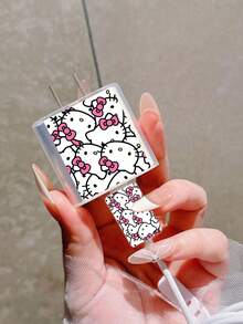 Sanrio Cute Bow Kitten Full Screen Kitten Charging Cable Compatible With IPhone 17 Pro Max, Anti-Bending Data Cable Protector Compatible With IPhone 16, 20W - Multicolor - View 5