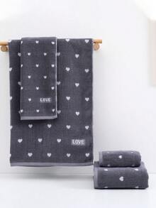 1件/2件/4件 紅心 LOVE 刺繡情侶毛巾，小浴巾，情人節禮物，柔軟吸水無毛屑，臉部與身體毛巾，個性化成人毛巾套裝，適用於居家、泳池與日常使用 - 灰白 - 查看 7
