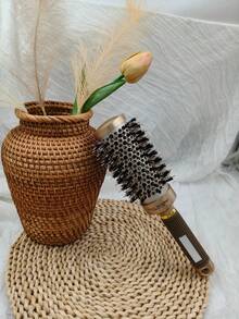 1pc Gold Curling Hair Brush, Professional Salon Styling Comb, Anti-Static Heat-Resistant Aluminum Ceramic Styling Brush, Suitable For All Hair Types - Multicolor - View 6