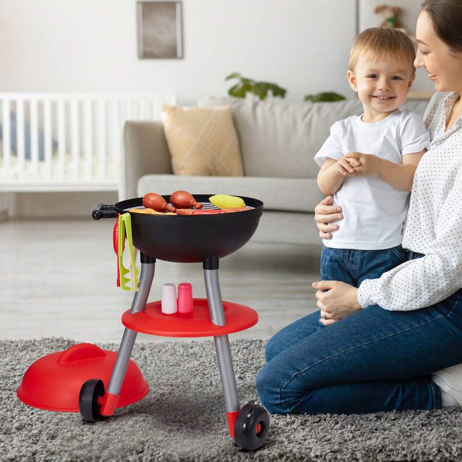 28 PCS BBQ Grill Playset, Kids Toys Kitchen Playset With Sound & Light, Little Chef Play, Interactive Grill Play Food Cooking Playset Barbecue Toy Grill For Toddlers Boys Girls 3-5 Birthday Gift - 彩色 - 查看 1