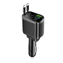 Cargador de coche de carga rápida con cable de datos retráctil y pantalla digital, compatible con iPhone - A - Ver 8