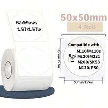 4 Rolls White Self-Adhesive Label Sheets - Compatible With M110S/M200/M110/M220/M120/P50 Portable Printers, Multi-Size (30x20mm/40x30mm/50x80mm) For Address Labels, DIY, Gift Wrapping, Bottles, For Home & Office - Multicolor - View 17