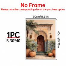 1/6 Canvas Poster Of Islamic Architecture. Bohemian Oriental Arch Watercolor Poster. Islamic Art, Middle Eastern Decor. Ideal For Wall Decor In Living Room, Bedroom, Hallway, Dining Room And Office Corridor. Home Decor And Wall Art! Interior Decoration. Room Decor Aesthetics, Frame Optional - Multicolor - View 36