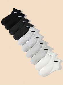 12 paires de chaussettes mi-mollet élastiques de couleur unie noire, blanche et grise pour enfants. Respirantes et absorbantes, conviennent pour le printemps, l'été, l'automne et l'hiver - Multicolore - Voir 2
