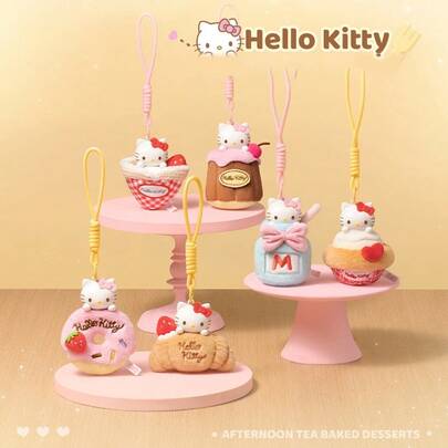 Miniso Sanrio Hello Kitty Afternoon Tea Dessert Blind Box Fragrant Plush Keychain -Soft Plush, Random Pastry Design, Bag Decor & Aromatic Accessory(1PC Random Delivery)