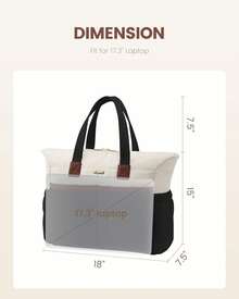 LOVEVOOK Tote Bag For Women,Light Puffer Tote Bag With Multi-Pockets,Stylish Carry On Laptop Bags For Daily,Travel,Work,Gym - , Black, Brown - View 9