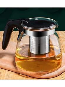 Tetera de 700 ml/1100 ml/1500 ml ideal para teterías, tetera de vidrio resistente al calor, filtro de acero inoxidable, tetera individual de gran capacidad con separador de agua y té para té negro, infusor de agua doméstico, tetera con flotador, un regalo perfecto, hervidor de cocina, cafetera portátil, juego de hervidor apto para cocinas de gas/poliéster, jarra con filtro para té con leche o infusiones.