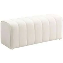 Modern Bedroom Bench, Upholstered Bench With Wooden Frame, Load Capacity Up To 220 Kg, Footrest, Cream White - White - View 1