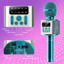 1200mAh可充电卡拉OK麦克风，手持无线麦克风音箱，适合作为圣诞节和生日礼物，老少皆宜。这款麦克风可用于手机唱歌、现场表演、无线音箱麦克风，还可用于电视唱歌，并具备变声功能，是家庭卡拉OK的理想之选。