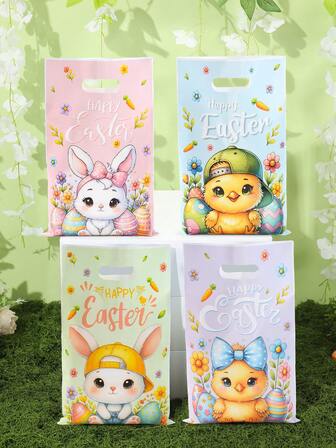50 piezas Bolsas de regalo de Pascua, Bolsas de embalaje de regalo de conejito de Pascua y pollito de Pascua, Bolsas de regalo pequeñas para fiestas de Pascua, Decoraciones de Pascua felices, Bolsas para snacks de huevos de Pascua, Bolsas de compras de conejo de Pascua, Bolsas para dulces de Pascua, Bolsas para hornear galletas de Pascua, Decoraciones de mesa para reuniones familiares de Pascua, Bolsas de almacenamiento de artículos pequeños de Pascua, Suministros de embalaje de cocina de Pascua, Decoraciones de habitación de Pascua, Decoración del hogar de Pascua, Recuerdos de fiesta