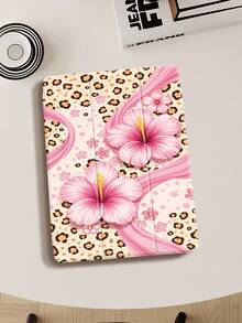 Capa Protetora Estampa de Leopardo e Hibisco Compatível com iPad Air 4/5 10.9 Polegadas, iPad 7/8/9ª Geração 10.2 Polegadas, iPad 10ª Geração, com Slot Integrado para Lápis, Suporta Função Dormir/Despertar Automática, Compatível com Samsung Tab S6 10.4 Polegadas, Tab A9 11 Polegadas, Kindle Paperwhite 12ª Geração 2024, Estilo Listras Ins, Presente de Dia dos Namorados, Ano Novo - Multicolorido - Visão 5