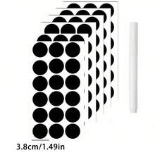 Etiquetas reutilizables, impermeables y escribibles de PVC, sin residuos, removibles y reposicionables, adecuadas para botellas de vidrio, frascos, refrigeradores, oficina, manualidades - Lunares adhesivos temporales en blanco y negro - Multicolor - Ver 8