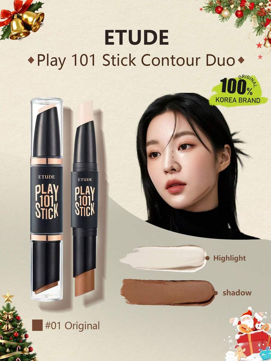 ETUDE Play 101 修容棒 01 自然色，奶油质地，高光修容二合一，打造自然阴影效果，韩国化妆品，5.8克/0.2盎司 - 01 Original - 查看 1