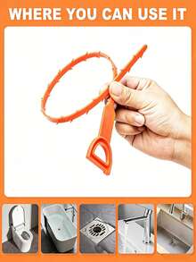 5/3件套排水管堵塞清除钩，排水管清洁工具和毛发清除钩。可重复使用的排水管疏通器，适用于厨房、淋浴房和排水管道。多功能堵塞清除工具，长约20英寸（约51厘米），适用于浴缸、淋浴房和厨房水槽。 - 彩色 - 查看 4