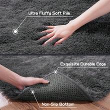 Large, Long-Pile Rug, 160 X 230 Cm, Available In Various Colors. It Is Lint-Free, Machine Washable, And Soft To The Touch. Suitable For Apartments, Living Rooms, Bedrooms, And Playrooms. An Ideal Choice For Stylish Decor. - Dark Gray - View 5