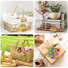 10pcs Wooden Easter Eggs | Blank Craft Eggs With Jute Ropes For Art Creation, Classic Easter Decor And Hanging Ornaments - Multicolor - View 3