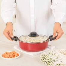 Ekco - Cacerola Ekco Classic Hecho de Aluminio con Antiadherente de Alto Rendimiento ¡Incluye Tapa de Cristal! 20 cm Color Rojo - Rojo - Ver 6