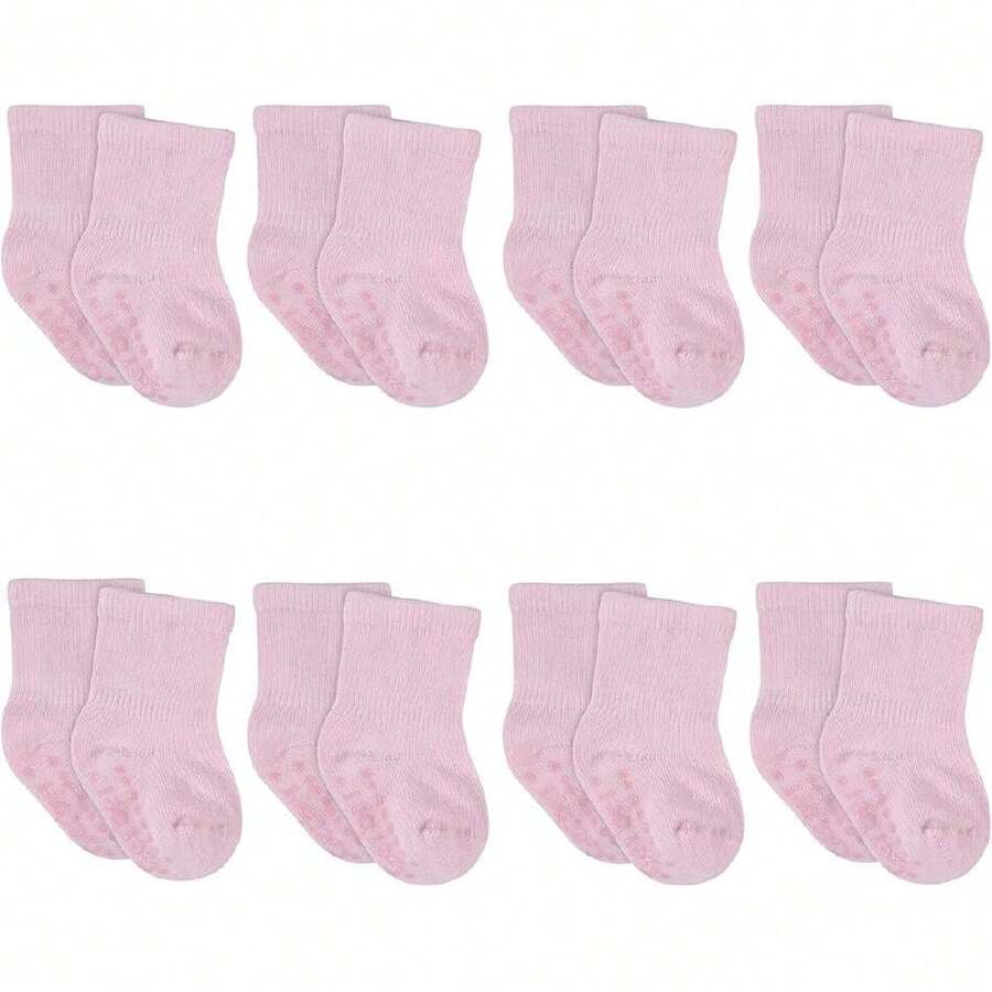 Paquete de 8 calcetines de punto a prueba de movimientos Calcetines bebé-niños,37080835 - Rosa Fucsia - Ver 1