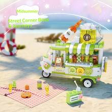 590+ Pcs Building Blocks Ice Cream, Burger, Dessert, Fruit Food Truck Mini Creative Assembly Toy Model Set. This Set Includes 1 Ice Cream Truck, 1 Burger Truck, 1 Dessert Truck, And 1 Fruit Truck.