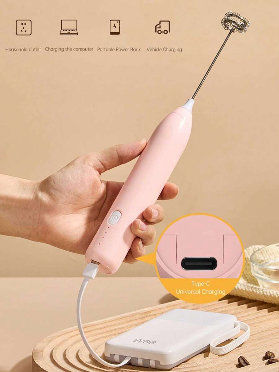 电动奶泡器和打蛋器，自动奶油搅拌器，迷你蛋糕机，烘焙打蛋器，家用 - 彩色 - 查看 1