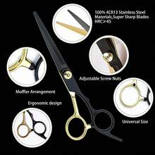 6-Inch Professional Stainless Steel Hair Cutting Scissors, Ergonomic Non-Slip Handle, Adjustable Tension, Ideal For Salon And Home Use, Perfect Gift For Hairstylists, Barbers, Groomers