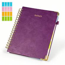 Deluxe Hard Shell Spiral Notebook, B5 300 Pages, 5 Compartments, Advanced Journal For Office And Study - Purple - View 7
