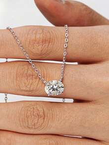 1件优雅椭圆形钻石925纯银项链，奢华珠宝，女士圣诞礼物 - 橢圓形項鍊 - 查看 8