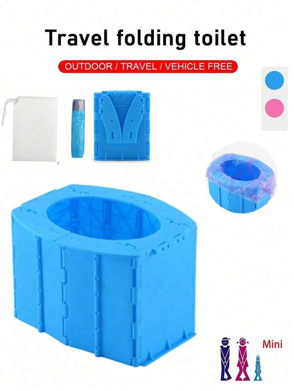 Tragbare Klapptoilette, geeignet für Notfälle, Camping und Wandern, aus ABS-Kunststoff, multifunktionale Aufbewahrungsbox, Outdoor-Notfall-Autotoilette, für Erwachsene, empfohlen für Autoreisen, Reiseessentiell, mit Aufbewahrungstasche und 10 auslaufsicheren Kotbeuteln
