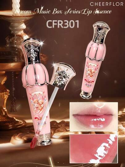 CHEERFLOR ドリーミーミュージックボックスシリーズ リップグロス、きらめくメイクアップ効果、保湿力と色素が豊富、ホホバ種子油とアボカド油配合で唇を潤す、長持ちする発色、軽量リキッドリップスティック、デイリーメイクアップに適しています