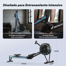 MERACH Máquina de Remo para casa con Resistencia de Aire, 10 Niveles Ajustables con aplicación Exclusiva, máquina de Remo Profesional para Interiores, Asiento ergonómico y cómodo - R11-Negro - Ver 10