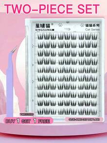 180/90 Cluster Lash Extensions, Glue-Free, Removable, C 0.07 Natural Look, DIY Eyelash Extension, Natural Cluster False Eyelashes, Cosplay False Eyelashes, 10 Rows, Glue-Free Lashes, Natural & Lengthening Lash Clusters, Women's Eye Makeup Tool For Party & Nightclub - Black - View 9