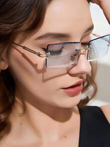 男女款矩形经典无框奢华风格眼镜三副套装，日常及户外通用配饰，卓越的防沙性能，四季皆宜，日常拍照及旅行皆可展现迷人魅力 - 金色 - 查看 4