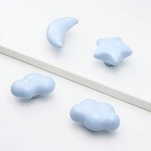 可爱儿童衣柜柜把手 - 星星、云朵、月亮陶瓷家具旋钮，卡通衣柜拉手，抽屉门把手 - 彩色 - 查看 1