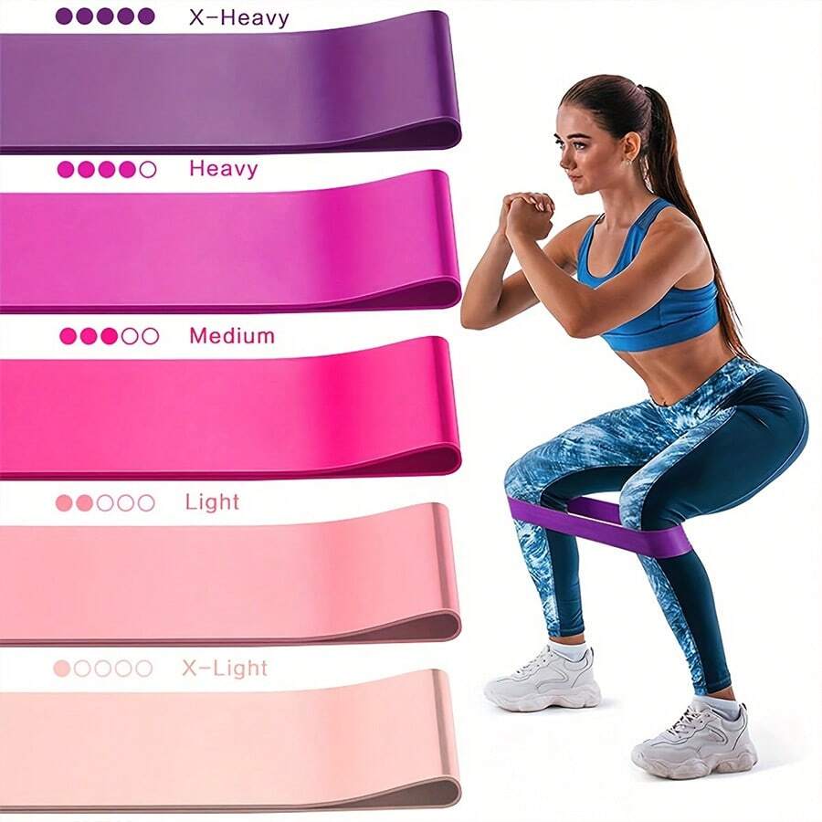5-Piece Pink TPE Yoga Resistance Loops - Fitness Bands, Non-Slip Lightweight, Soft & High Elasticity, Anti-Deformation, Light Tension, Ideal For Yoga, Squats, Glute Training, Enhances Flexibility, Perfect For Christmas & Valentine's Day,5pcs. - Hồng - Xem 1