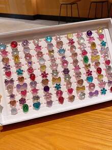 10 件/套彩色树脂水晶戒指，适合派对和随机礼物（不含盒子） - 隨機 - 查看 9