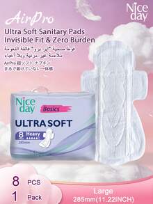 Niceday 32pcs 285mm Super Soft Sanitary Pads, Daily Liners, Overnight Ultra-Thin Menstrual Pads, Super Breathable Period Care Pads, Absorb Heavy Flow, Keep Intimate Area Dry And Itch-Free
