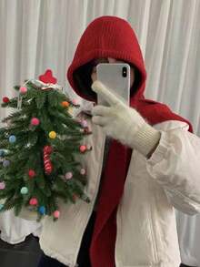 1pc Women's Wool Hooded Scarf, Large Shawl Balaclava Hat, Knitted Scarf Cowl Neck Warmer, Suitable For Daily Wear In Winter Vacation Outfits - Multicolor - View 9