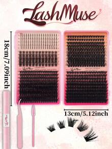 680PCS/1360PCS Spiked Faux Mink Individual Eyelashes, T50+80D+100D+120DD Mixed Styles, D/DD Curl 0.31–0.63inch Mixed Length, 0.07mm Ultra-Thin Dense Voluminous & Wispy Russian Volume Lashes, Natural Soft Reusable DIY Eyelash Extensions, With Lash Glue, Tweezers & Brush, Lash Clusters, Eyelash Clusters, Individual Eyelashes, Lashes, Fake Lashes, Suitable For Daily Makeup, Party, Cosplay, Stage, Wedding, Christmas, Halloween, New Year's, Valentine's Day, Beauty & Health, Festive Glam Beauty, Makeup Essentials - 黑色 - 查看 7