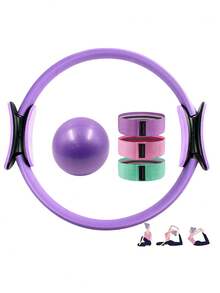 5-Piece Pilates Ring Set, Including Yoga Ball, Resistance Bands, And Booty Bands. Suitable For Home Fitness And Yoga Practice. - Multicolor - View 5