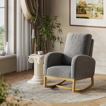 Techigher Nursery Rocking Chair,  Upholstered Glider Rocking Accent Chair With Wood Legs & Side Pockets, Armchair Comfy Side Chair For Living Room Bedroom Offices - 深灰色 - 查看 1