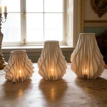 Wooden Wave Pattern Candle Holder, Festival Candle Holder, Holiday Candle Holder, New Candle Holder - Multicolor - View 7