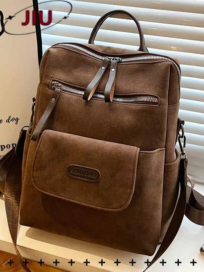 תרמיל גב זמש רטרו נגד גניבה, ארנק לנשים, תיק יומיומי אופנתי רב תכליתי, תיק נסיעות קל משקל רב כיסים, תרמיל גב מינימליסטי בעל קיבולת גדולה, תרמיל גב נוח, מתאים לסטודנטים, אחיות, מורים, אנשי עסקים, נסיעות, נסיעות לעבודה, קניות, משרד, דייטים, טיולים רגליים, אימון, עבודה, מתנת יום הולדת, מתנת חג, תרמיל גב