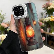 Cubierta de teléfono con diseño de lámpara de aceite vintage color negro con impresión de luz cálida y texto CASETNO ideal para uso diario y ocasiones especiales,Aplicable a los teléfonos de la serie Apple y Galaxy - Blanco - Ver 7