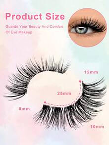 7 Pairs Half Lashes Clear Band 12mm Cat Eye Tail Elongated Lashes 3/4 Corner False Eyelashes Natural Look For Daily, Party Use - Nửa lông mi - Xem 4