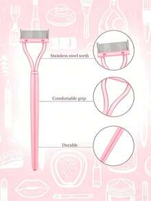 2pcs/Set Stainless Steel Eyelash Tweezers, Eyelash Extension Tweezers, Eyelash Removal Tweezers,,Pink Steel Eyelash Comb, Stainless Steel Fine Tooth Eyelash Brush, Portable Eyelash Curling Aid, Portable Eyelash Brush, Eyelash Curler, Eyelid Stainless Steel Eyelash Comb Tool, Eyelash Curler, Makeup Eyelash Separator,False Eyelash Makeup Accessory Eyelash Glue Applicator Tool For Women - Multicolor - View 3