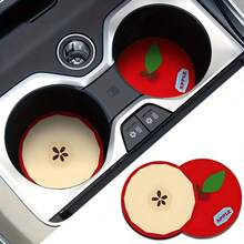 1/2pcs Set Cute Fruit Pattern Car Cup Holder Coasters - Non-Slip Cupholder Mats, Suitable For Car Interior Decor, Multipurpose Coasters For Car Cup Holders And Home Desktops