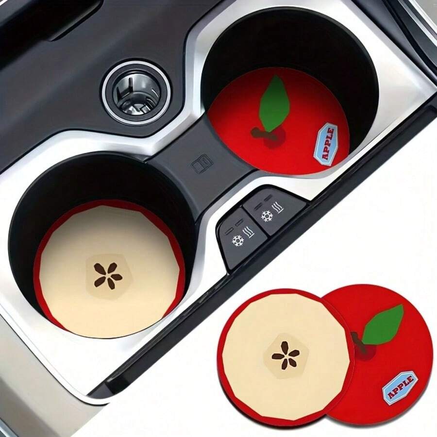 1/2pcs Set Cute Fruit Pattern Car Cup Holder Coasters - Non-Slip Cupholder Mats, Suitable For Car Interior Decor, Multipurpose Coasters For Car Cup Holders And Home Desktops