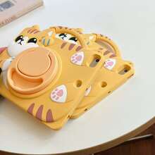 360° Rotating Holder Protective Case With Pencil Slot Compatible With IPad 10th/11th A16/56789th/Mini/Air/Pro, Cute Cat Silicone Shockproof Durable Suitable For 7.9" 8.3" 9.7" 10.2" 10.5" 10.9" Apple Tablets - Yellow - View 7