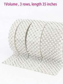 1pc 35-Inch Pearl & Diamond Self-Adhesive Rhinestone Sticker, DIY Jewelry Diamond Decor, Semi-Circle Pearl Diamond Belt Sticker