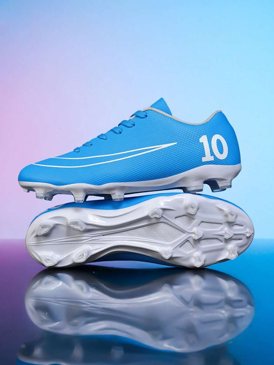 Unisex Youth Sports Football/Soccer Shoes, Campus Student Boys Girls Football Training Shoes, Long Studs Anti-Slip, Good Foot Feel, Lightweight & Comfortable - 藍色 - 查看 1